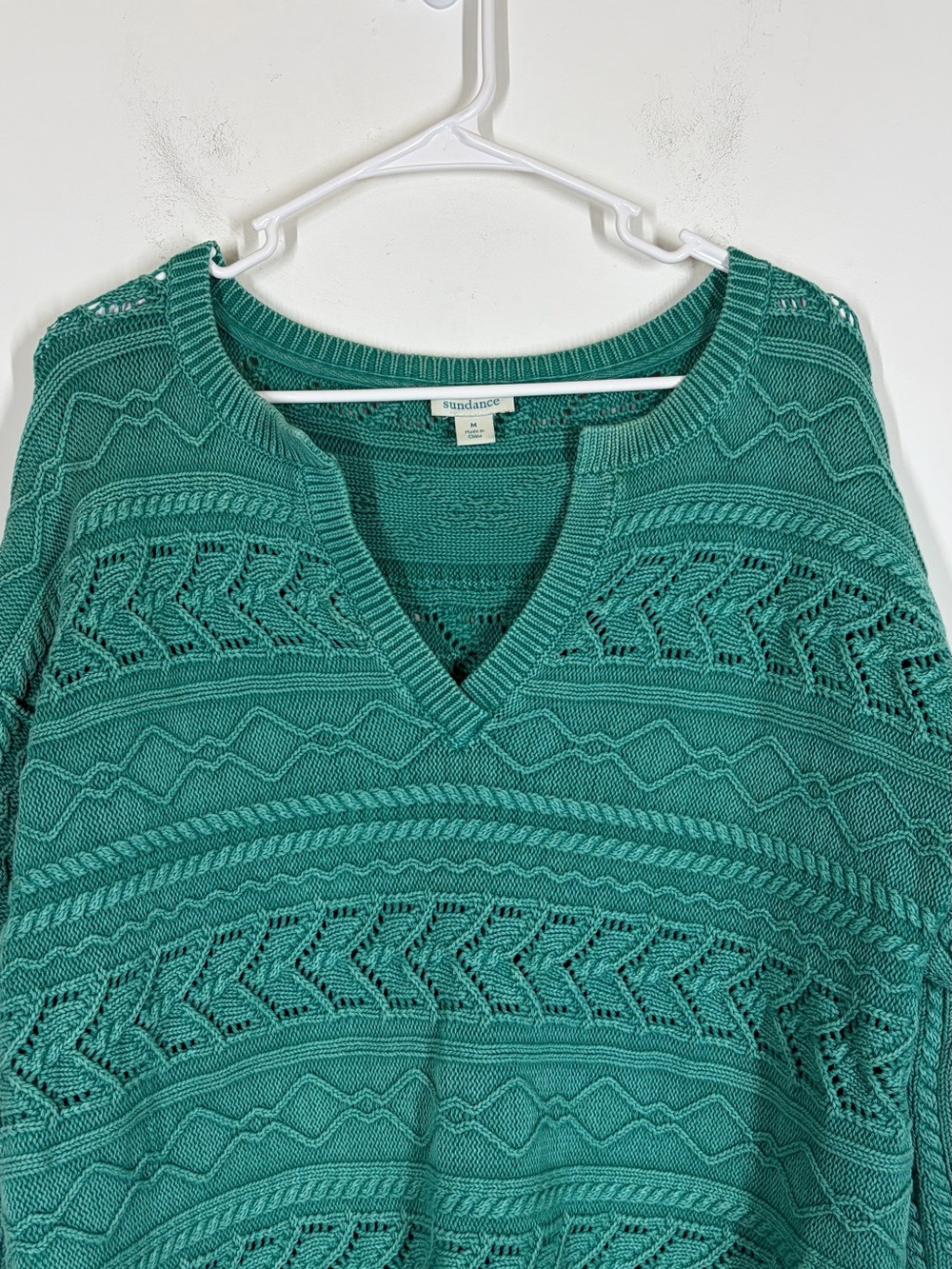 Sundance Rita Teal Cotton Easy Cable Knit Sweater Size Medium - Picture 4 of 9